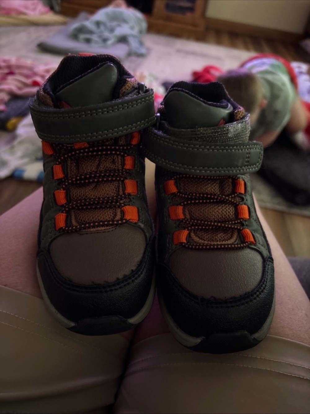 Ozark Trail Kids Olive Green and Orange High-Top Boots